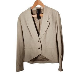 Poleci Linen Blend Slightly High Low Blazer Wet Sand Ladies 6 Made in USA